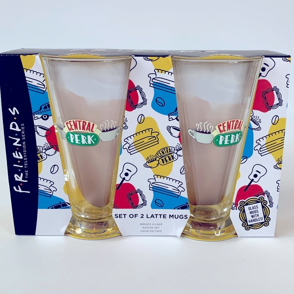F*R*I*E*N*D*S Set of 2 Central Perk Latte Glass Mugs New In Box - Picture 1 of 6